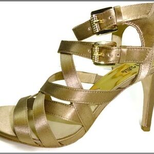 MICHAEL KORS Champagne Satin Strappy Heels